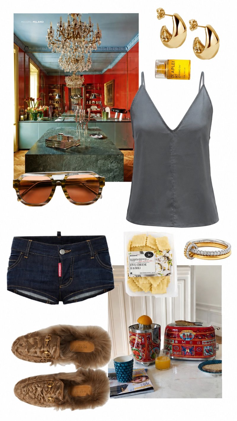 grey cami styled with denim shorts